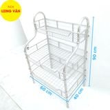  Kệ bếp INOX cao cấp cầu thang cong 3 tầng (40x60cm) kệ úp chén bát đĩa phòng bếp, có kệ gia vị, tặng kèm nút chân 