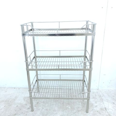  Kệ chén bát INOX 304 3 tầng 28x50x74 cm dụng cụ nhà bếp tiện lợi 