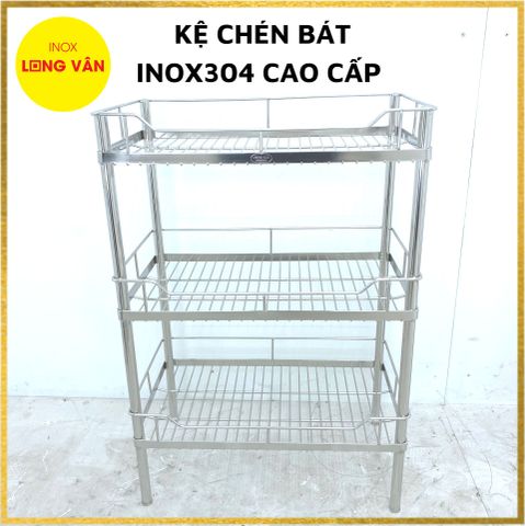  Kệ chén bát INOX 304 3 tầng 28x50x74 cm dụng cụ nhà bếp tiện lợi 
