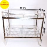  Kệ bếp INOX 304, 28x50 cm 2 tầng, kệ đựng chén bát tiện lợi 