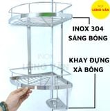  Kệ góc phòng tắm INOX 304 2 tầng có khay xà bông Inox Long Vân 
