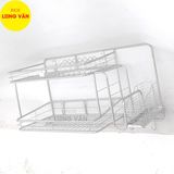  Kệ treo đa năng INOX cao cấp Long Vân, kệ bếp đa năng trang bị móc treo tiện lợi Inox 201 