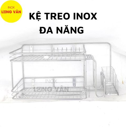  Kệ treo đa năng INOX cao cấp Long Vân, kệ bếp đa năng trang bị móc treo tiện lợi Inox 201 