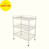  Kệ chén bát INOX 304 3 tầng 38x60x74 cm dụng cụ nhà bếp tiện lợi 