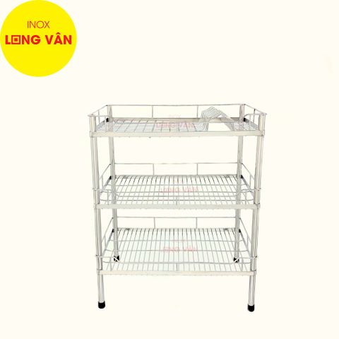  Kệ chén bát INOX 304 3 tầng 38x60x74 cm dụng cụ nhà bếp tiện lợi 