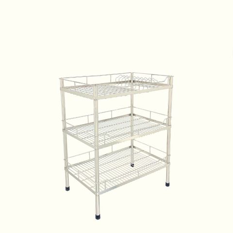  Kệ chén bát INOX 304 3 tầng 38x60x74 cm dụng cụ nhà bếp tiện lợi 