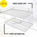  Kệ treo 2 tầng INOX la, kệ chén đĩa phòng bếp tiện lợi 