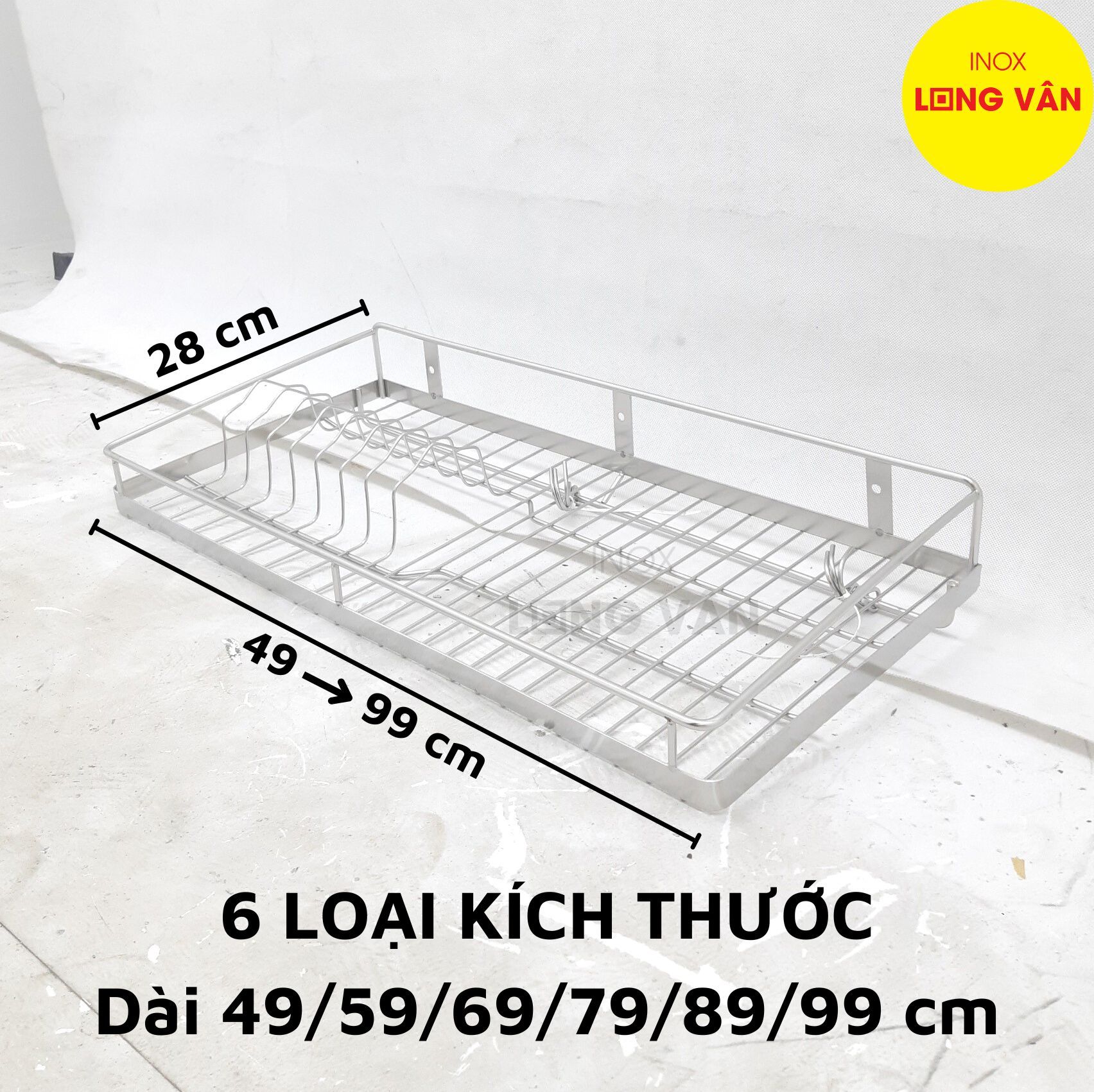  Kệ treo INOX đặc (đủ size) có sóng đĩa, kệ chén đĩa 1 tầng 