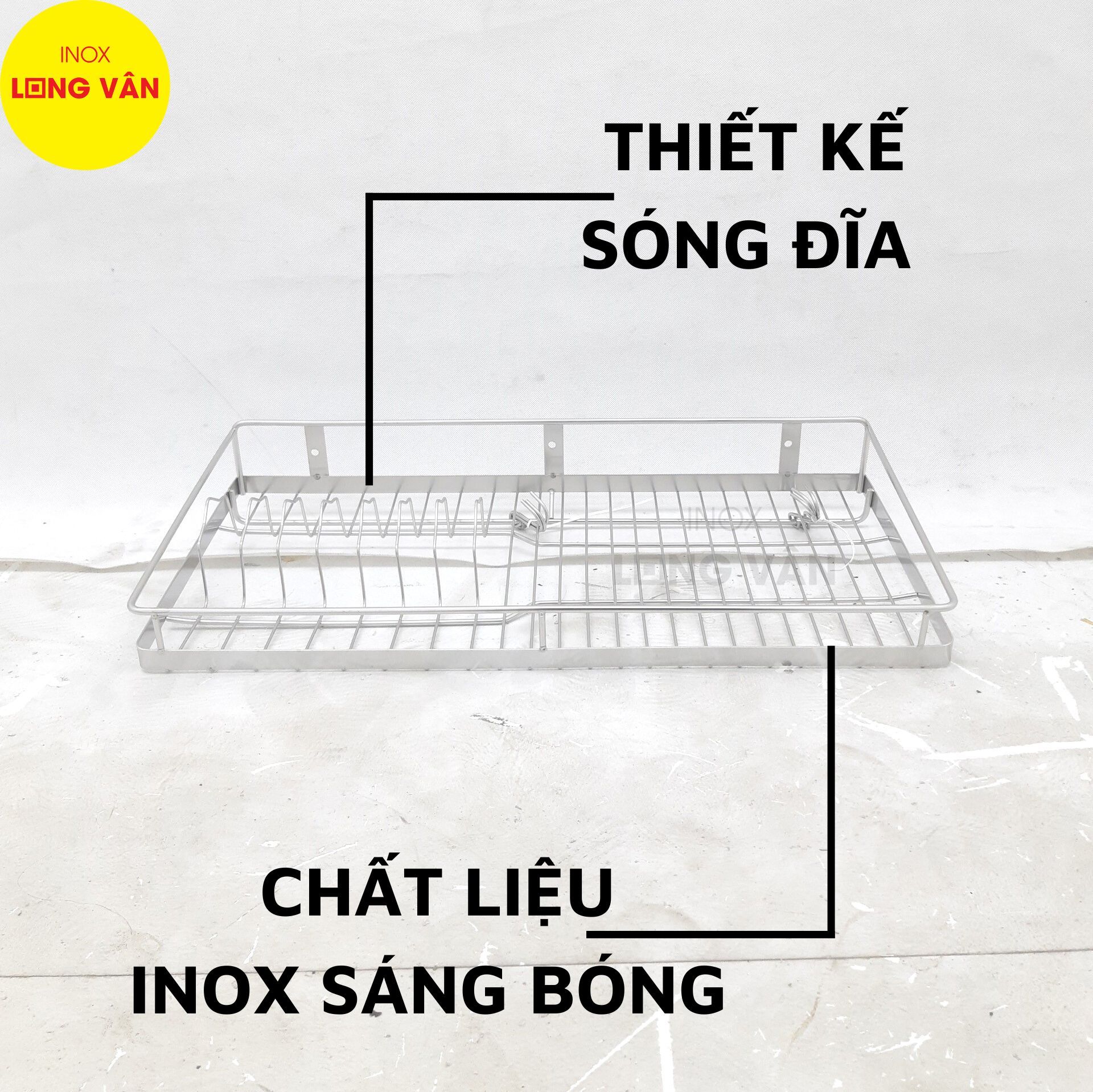  Kệ treo INOX đặc (đủ size) có sóng đĩa, kệ chén đĩa 1 tầng 