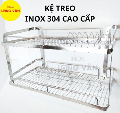  Kệ treo INOX 304 cao cấp 2 tầng, kệ chén đĩa phòng bếp treo tường. 