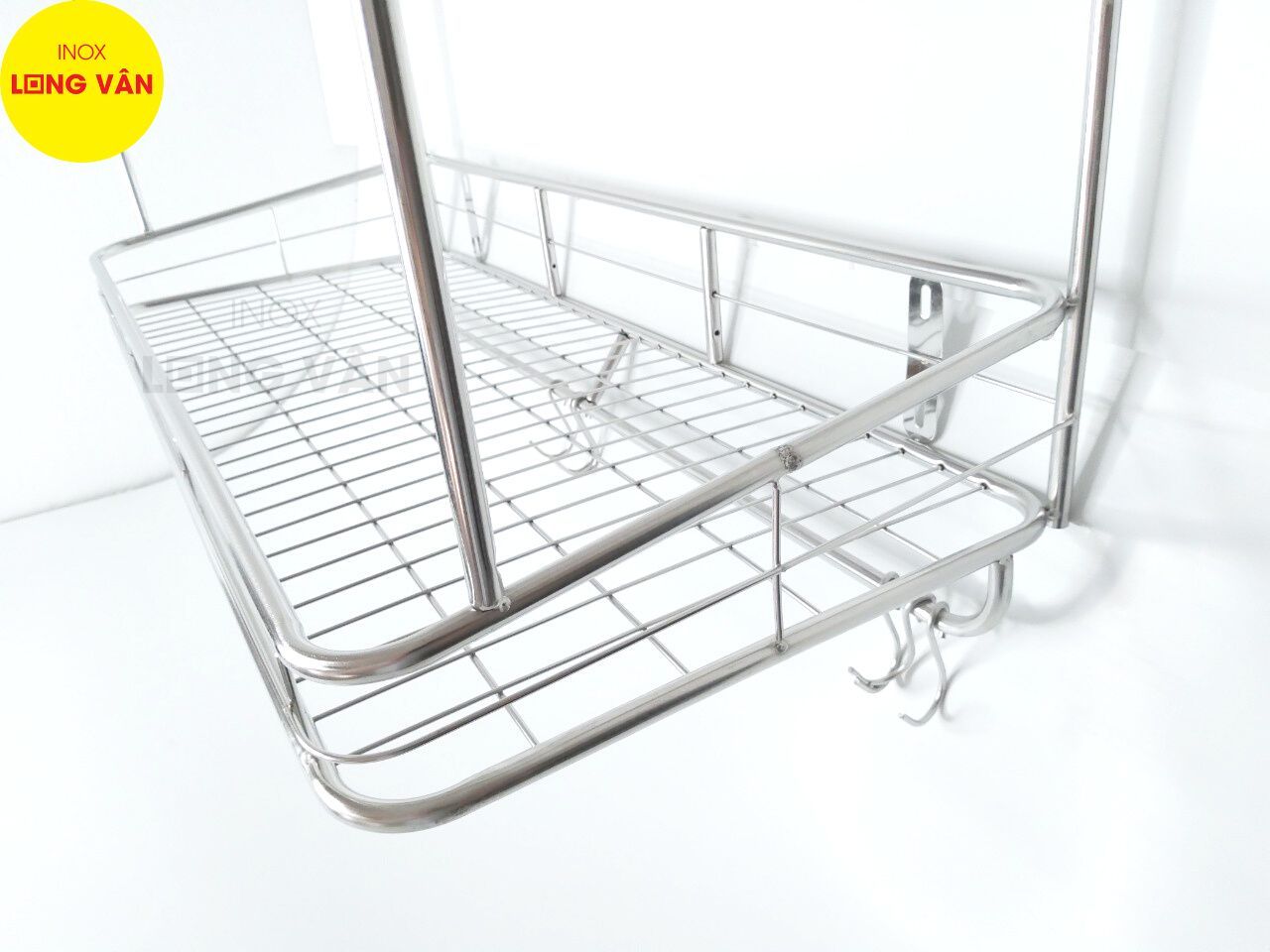  Kệ treo phòng bếp INOX cao cấp 2 tầng, kệ chén đĩa treo tường Inox 201 