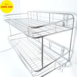  Kệ treo phòng bếp INOX cao cấp 2 tầng, kệ chén đĩa treo tường Inox 201 
