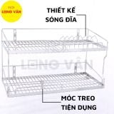  Kệ treo INOX 304 cao cấp 2 tầng, kệ úp chén bát đĩa, dụng cụ nhà bếp tiện dụng 