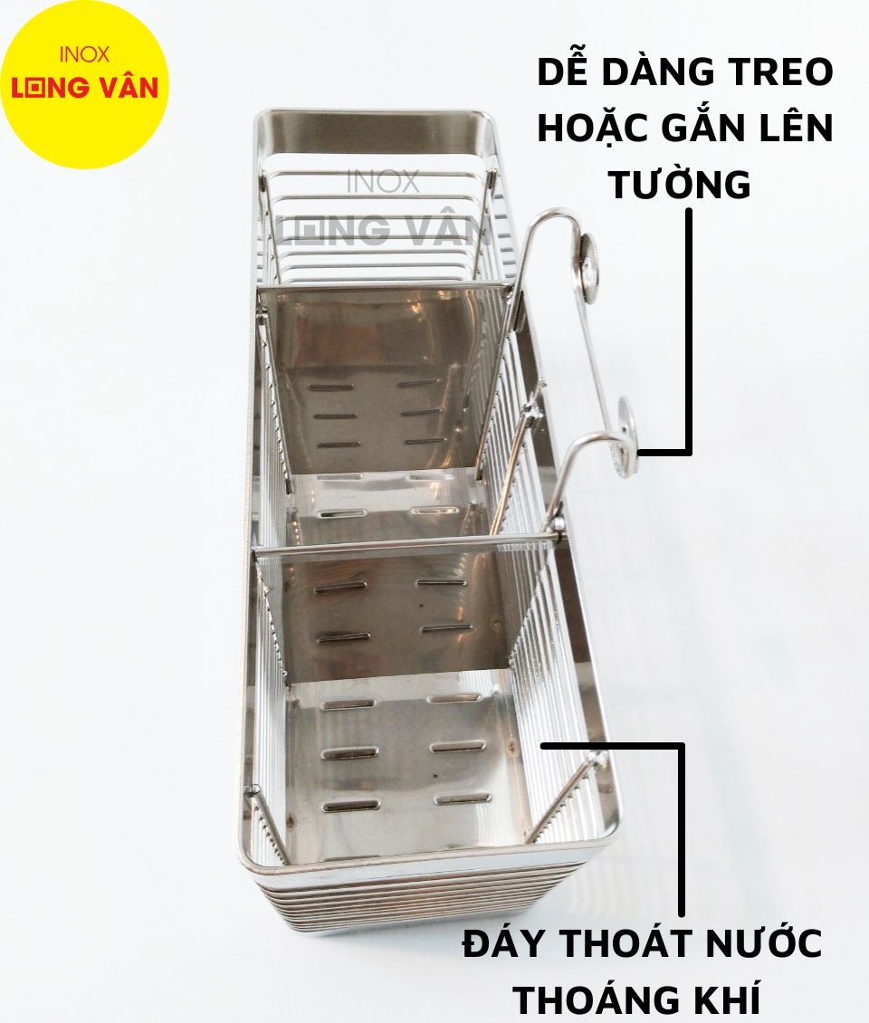  Ống đũa INOX 304 la 3 ngăn cao cấp, dụng cụ phòng bếp đựng muỗng đũa tiện lợi 