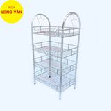  Kệ bếp INOX cao cấp Vòng Cung Hông 3 tầng, kệ úp chén bát đĩa phòng bếp, có kệ gia vị, tặng kèm nút chân 