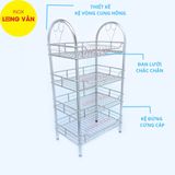  Kệ bếp INOX cao cấp Vòng Cung Hông 3 tầng, kệ úp chén bát đĩa phòng bếp, có kệ gia vị, tặng kèm nút chân 