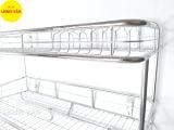  Kệ treo phòng bếp INOX cao cấp 2 tầng, kệ chén đĩa treo tường Inox 201 