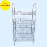  Kệ bếp INOX cao cấp Vòng Cung Hông 3 tầng, kệ úp chén bát đĩa phòng bếp, có kệ gia vị, tặng kèm nút chân 