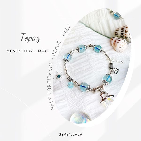  VÒNG TAY THIÊN THẦN TOPAZ NĂM VIÊN 