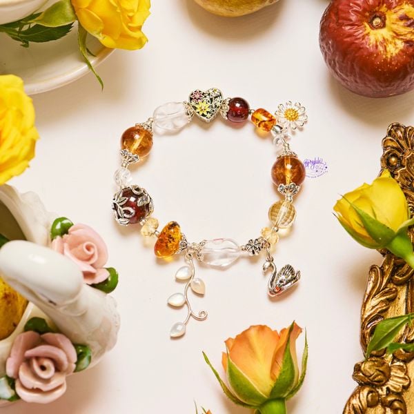  Vòng Tay Thiết Kế Nữ Leafy Lullaby 307 Thạch Anh Vàng, Garnet SP007765 Gypsy.lala 
