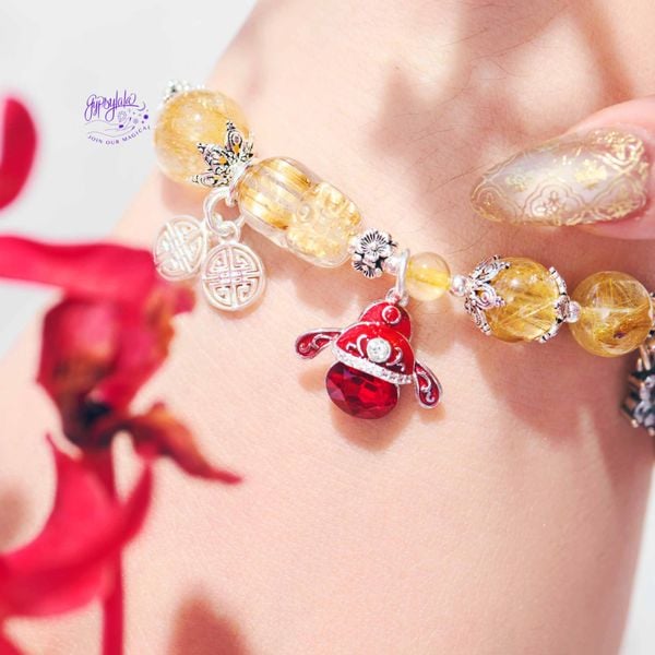  Vòng Tay Thiết Kế Golden Glow 367 Đá Tóc Vàng Charm Tài Lộc SP007909 Gypsy.lala 