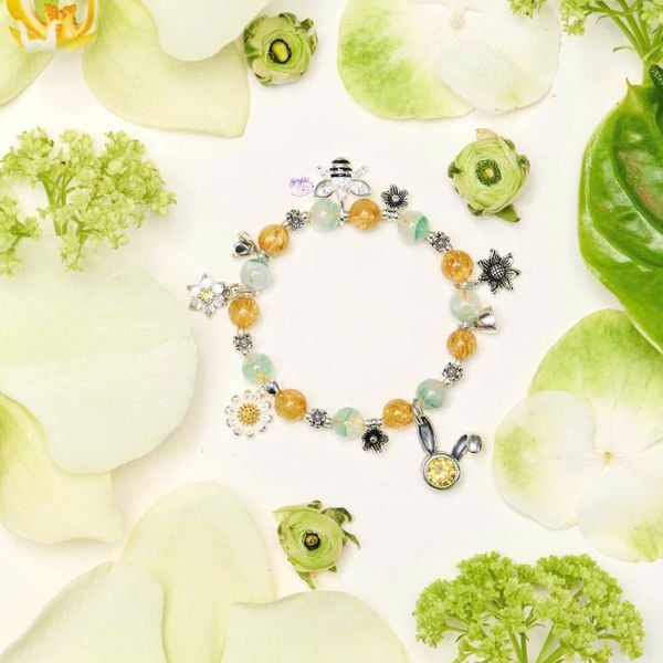  Vòng Tay Thiết Kế Riches Realm Đá Ưu Linh Xanh, Tóc Vàng SP008056 Gypsy.lala 