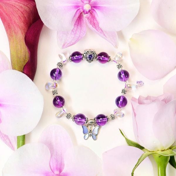  Vòng Tay Thiết Kế Blissful Serenity Đá Cầu Vồng, Thạch Anh Tím SP008059 Gypsy.lala 