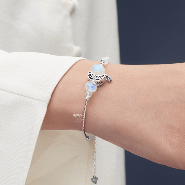  Lắc Tay Đá Ánh Trăng Charm Trăng Khuyết 