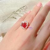  Nhẫn Hồ Ly Bọc Bạc Đá Garnet 