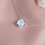  Dây Chuyền Bạc Một Viên Đá Ánh Trăng Moonstone 