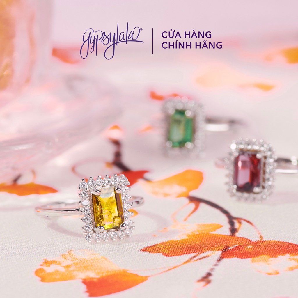  Nhẫn Bạc Đá Tourmaline Nhiều Màu Twinkling 