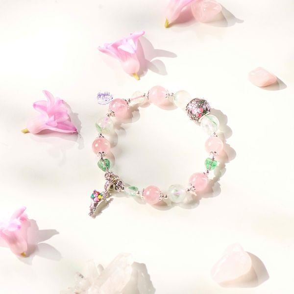  Vòng Tay Thiết Kế Nữ Meadow Bliss Đá Ưu Linh Xanh, Thạch Anh Hồng SP008141 Gypsy.lala 