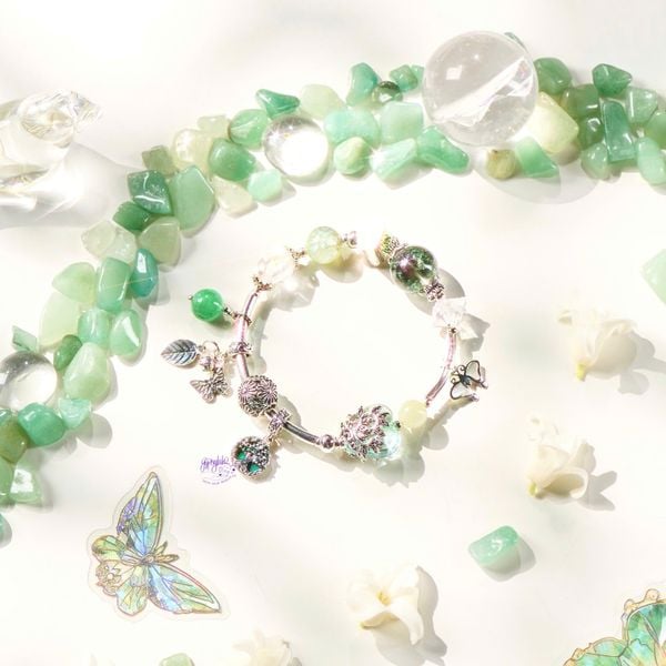  Vòng Tay Thiết Kế Nữ Rustling Leaves Đá Ưu Linh, Thạch Anh Trắng SP008143 Gypsy.lala 