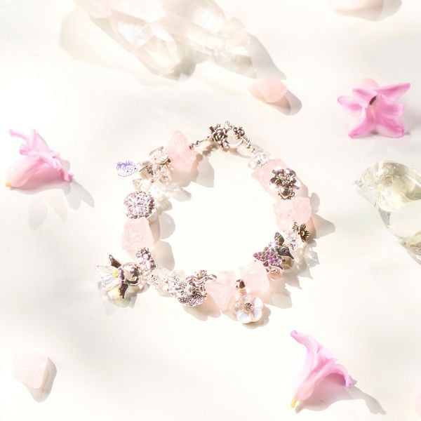  Vòng Tay Thiết Kế Nữ Ivy Embrace Đá Thạch Anh Hồng Thô SP008129 Gypsy.lala 