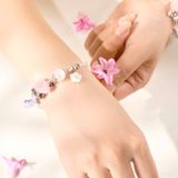  Vòng Tay Thiết Kế Nữ Clover Luck Đá Thạch Anh Hồng, Ánh Trăng SP008135 Gypsy.lala 