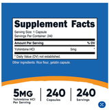  NUTRICOST YOHIMBINE 5MG HCL 240 VIÊN NHỘNG 