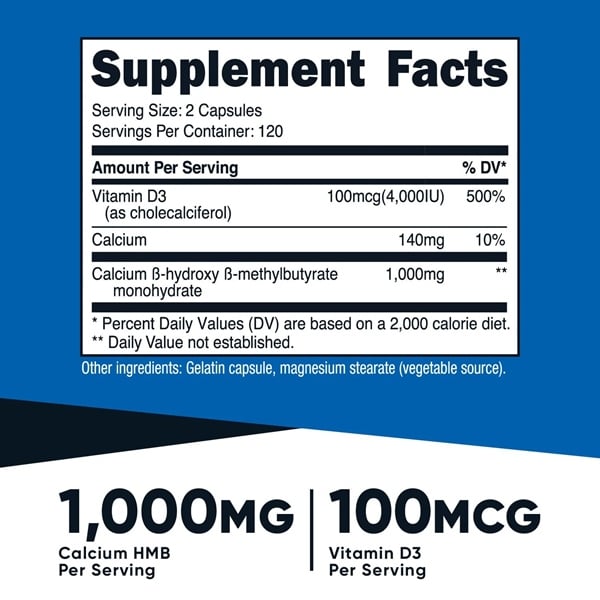 NUTRICOST HMB + VITAMIN D3 (1000MG, 2000IU) 240 VIÊN NHỘNG – GymWhey Shop