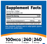  NUTRICOST VITAMIN K2 MK-7 100MCG 240 VIÊN NHỘNG 