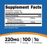  NUTRICOST GUARANA POWDER 220MG NATURAL CAFFEINE 100GRAM 