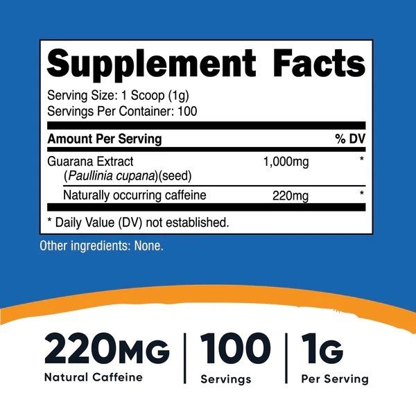 NUTRICOST GUARANA POWDER 220MG NATURAL CAFFEINE 100GRAM – GymWhey Shop