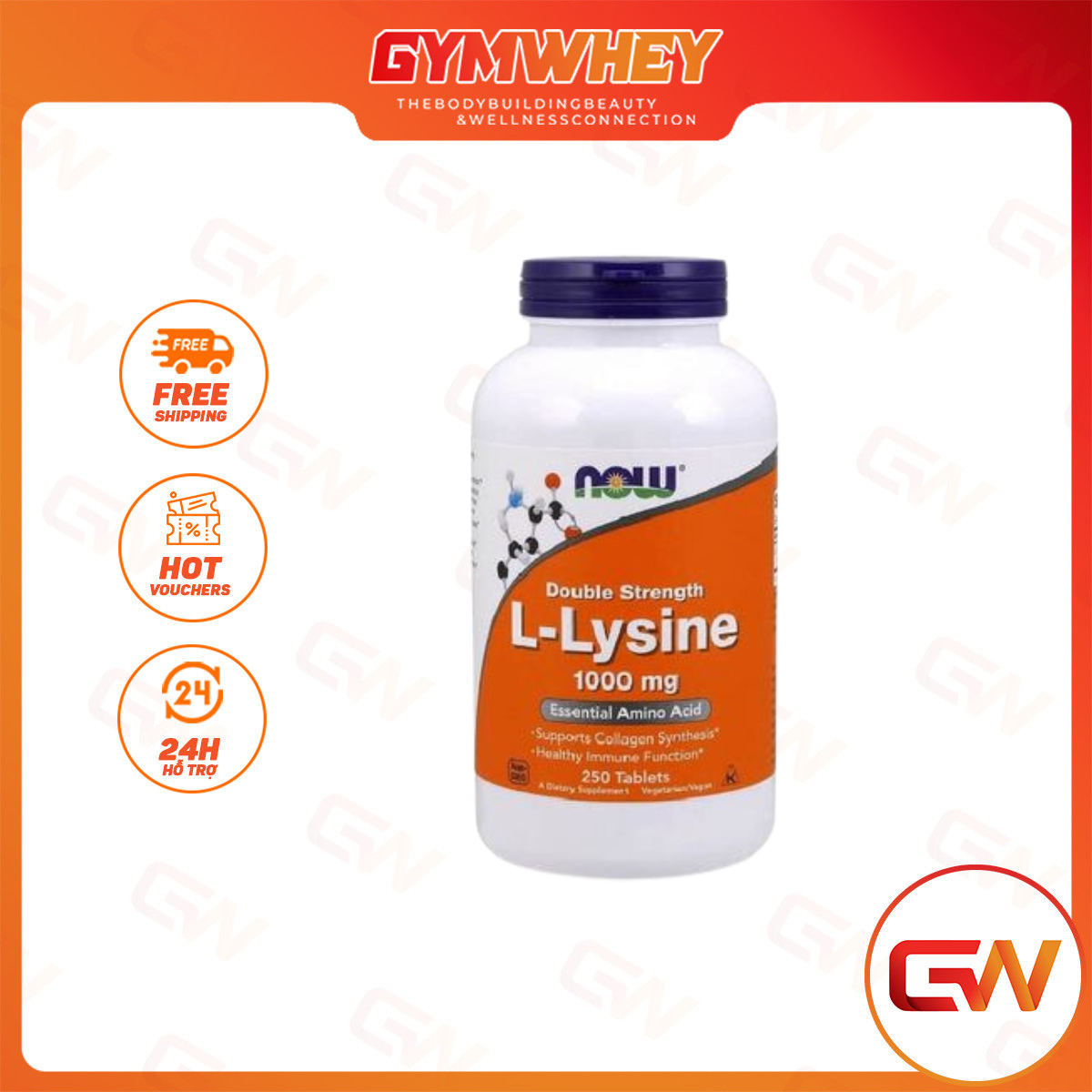 Now Lysine 1000mg 250 viên – GymWhey Shop