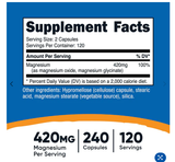  NUTRICOST MAGNESIUM + EXTRA - STRENGTH 420MG 240 VIÊN NHỘNG (Sf Lỗi) 