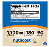  NUTRICOST CORDYCEPS MUSHROOM MADE WITH ORGANIC CORDYCEPS 1100MCG 180 VIÊN NHỘNG 