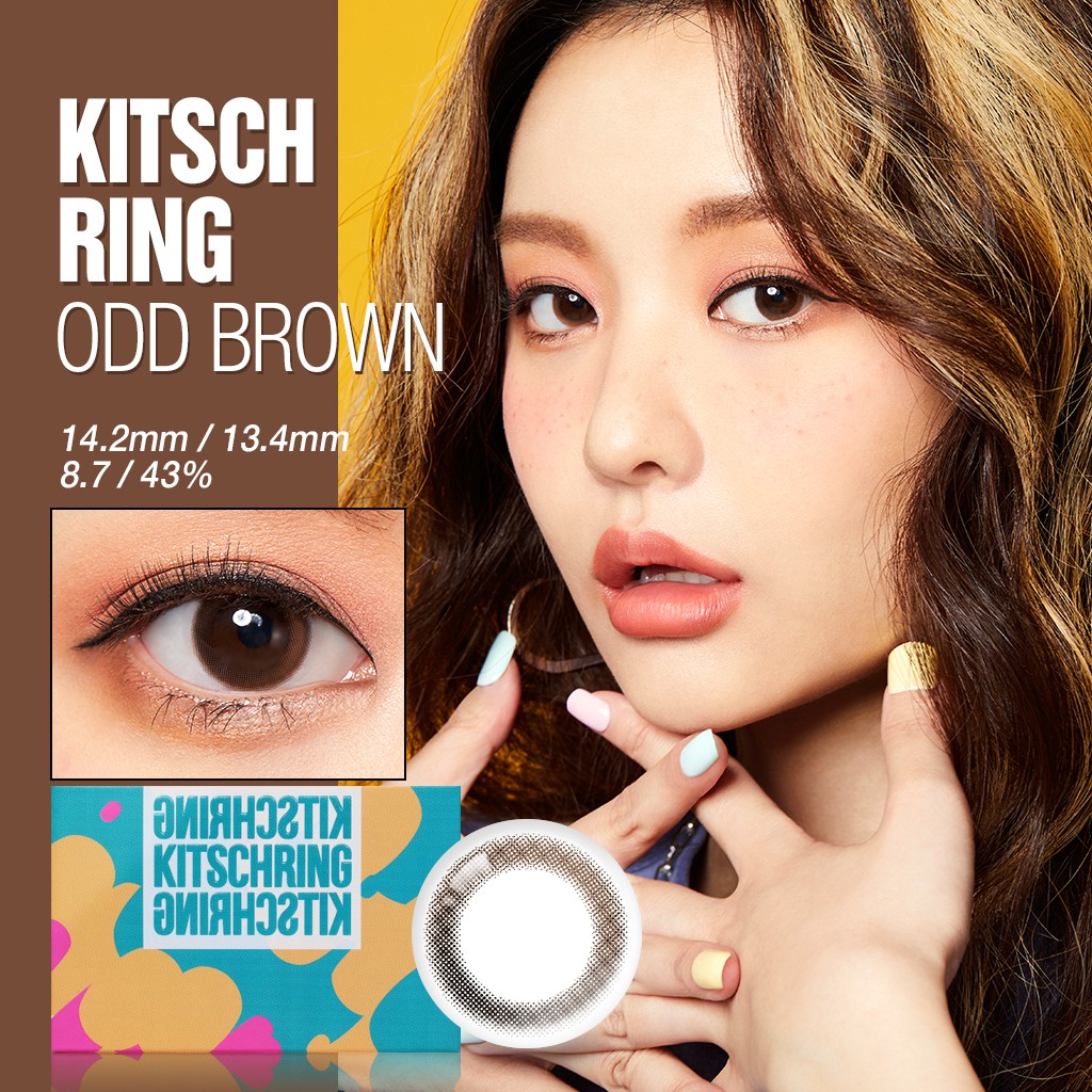  KITSCHRING - 1 NGÀY (1 CHIẾC) Odd brown/black - Kính áp tròng Hàn Quốc Seoullens 