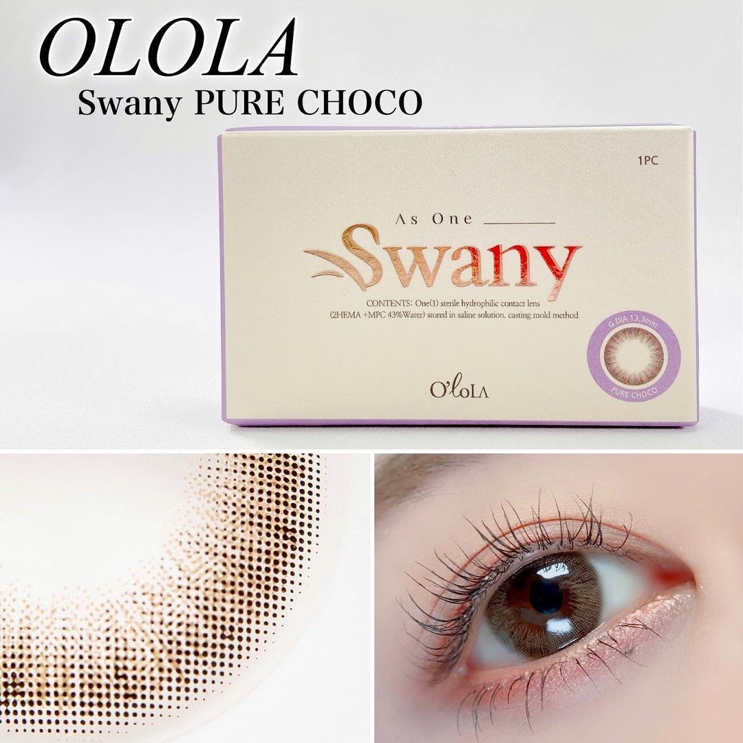  OLOLA - 6 THÁNG (1 CHIẾC) Swany Pure Choco -  Kính áp tròng Hàn Quốc Seoullens 