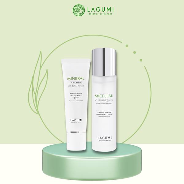 Combo Kem chống nắng vật lý + Tẩy trang Lagumi chiết xuất nhụy hoa nghệ tây