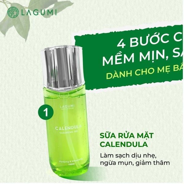 Bộ 4 món chăm sóc da toàn diện Lagumi: Sữa rửa mặt 50g, Toner 120ml, Serum 30ml, Kem dưỡng 30g