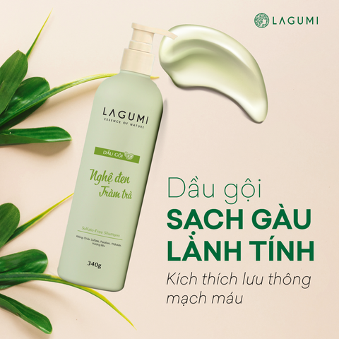 Dầu gội thảo dược không Sillicon chiết xuất Nghệ đen - Tràm trà Lagumi 340g