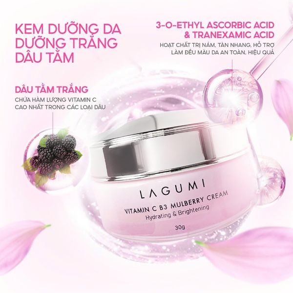 Kem Làm Trắng Da Mặt Lagumi Dâu Tằm B3 Giúp Mờ Thâm Giảm Nám