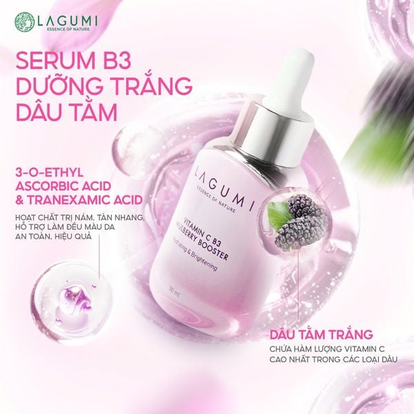 Serum Làm Trắng Da Mặt Lagumi Dâu Tằm B3 Giúp Mờ Thâm Giảm Nám